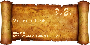 Vilhelm Elek névjegykártya